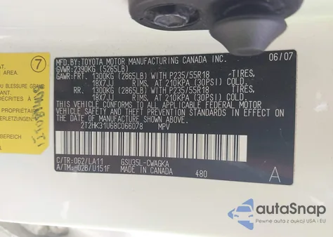 2008 Lexus Rx 350 из США, поврежденный, VIN 2T2HK31U68C066078